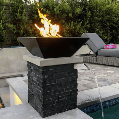 The Outdoor Plus Maya 24" Powder Coated Steel Square 12V Electronic Ignition Fire Bowl OPT-24SQPCFOE12V