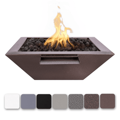 The Outdoor Plus Maya 24" Powder Coated Steel Square 12V Electronic Ignition Fire & Water Bowl OPT-24SQPCFWE12V