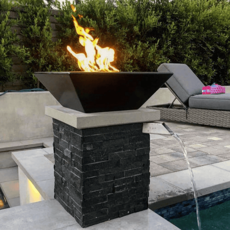 The Outdoor Plus Maya 30" Powder Coated Steel Square 12V Electronic Ignition Fire Bowl OPT-30SQPCFOE12V