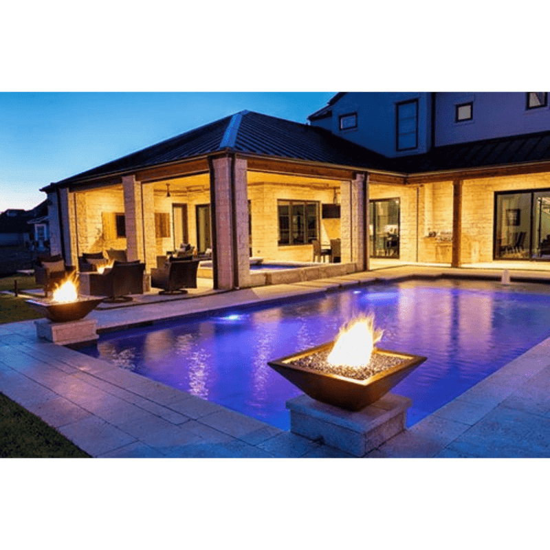 The Outdoor Plus Maya 30" Powder Coated Steel Square Match Lit Fire Bowl OPT-30SQPCFO