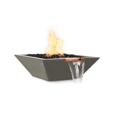 The Outdoor Plus Maya GFRC 24" 12V Electronic Ignition Concrete Square Fire & Water Bowl OPT-24SFWE12V