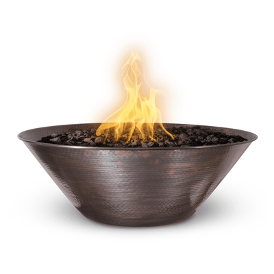 The Outdoor Plus Remi 31" Electronic Ignition Hammered Copper Round Fire Bowl OPT-31RCFOE12V