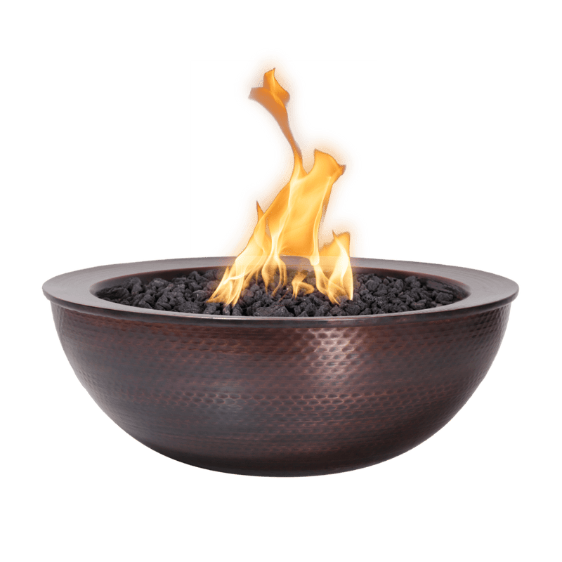 The Outdoor Plus Sedona 27" Hammered Copper Round Match Lit Fire Bowl OPT-27RCPRFO