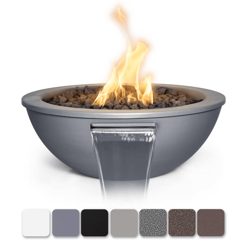 The Outdoor Plus Sedona 27" Powder Coated Steel Round 12V Electronic Ignition Fire & Water Bowl OPT-27RPCFWE12V