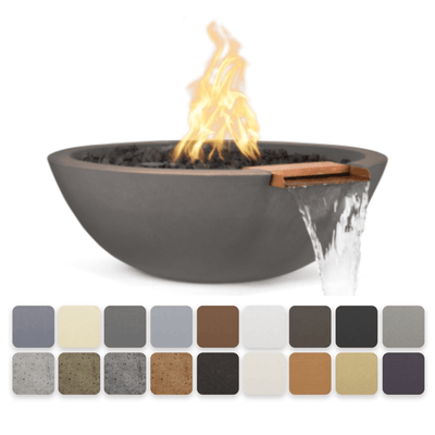The Outdoor Plus Sedona GFRC 27" Concrete Round 12V Electronic Ignition Fire & Water Bowl OPT-27RFWE12V