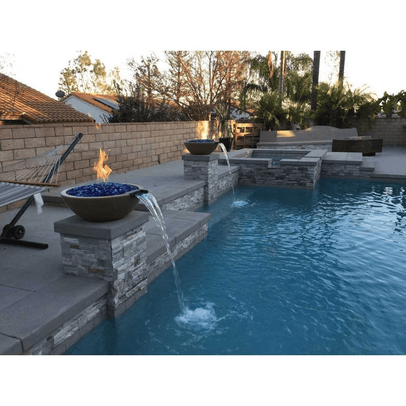 The Outdoor Plus Sedona GFRC 27" Concrete Round Match Lit Fire & Water Bowl OPT-27RFW
