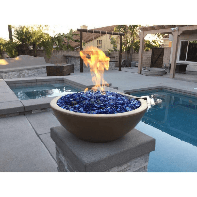 The Outdoor Plus Sedona GFRC 33" Concrete Round Match Lit Fire & Water Bowl OPT-33RFW