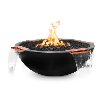The Outdoor Plus Sedona GFRC 60" Concrete 4 Way Spill Round Match Lit Fire & Water Bowl OPT-60RFW4W