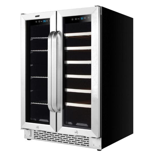 Whynter BWB-2060FDS 24″ Built-In French Door Dual Zone 20 Bottle Wine Refrigerator 60 Can Beverage Center