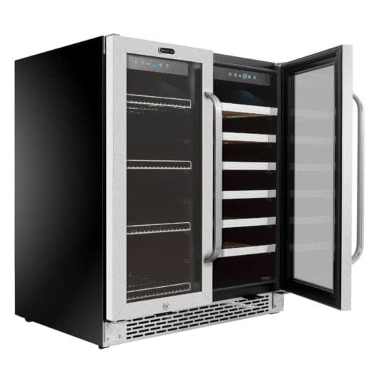 Whynter BWB-3388FDS 30″ Built-In French Door Dual Zone 33 Bottle Wine Refrigerator 88 Can Beverage Center