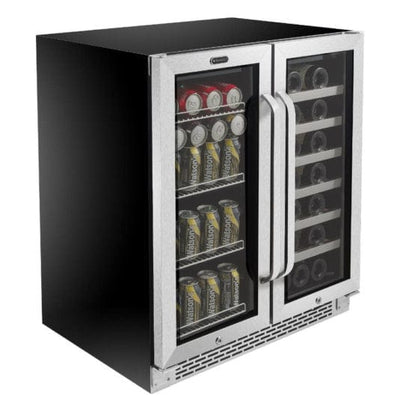 Whynter BWB-3388FDS 30″ Built-In French Door Dual Zone 33 Bottle Wine Refrigerator 88 Can Beverage Center