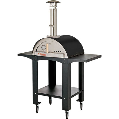 WPPO Karma 25-Inch Wood Fired Pizza Oven with Black Cart