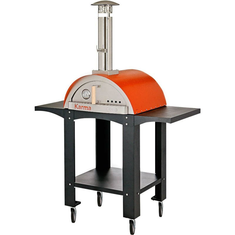 WPPO Karma 25-Inch Wood Fired Pizza Oven with Black Cart